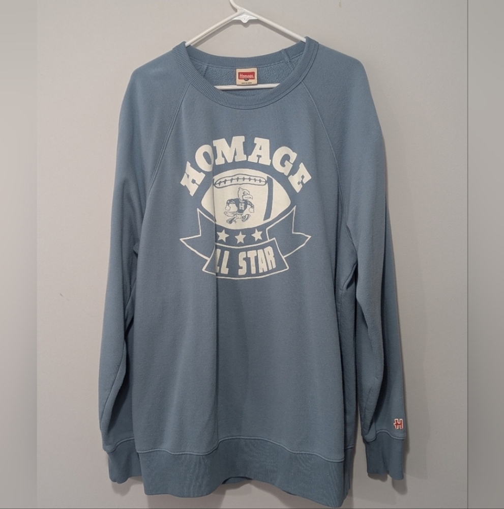 Mens HOMAGE Sweatshirt Size XL Football All Star Bird Blue Green